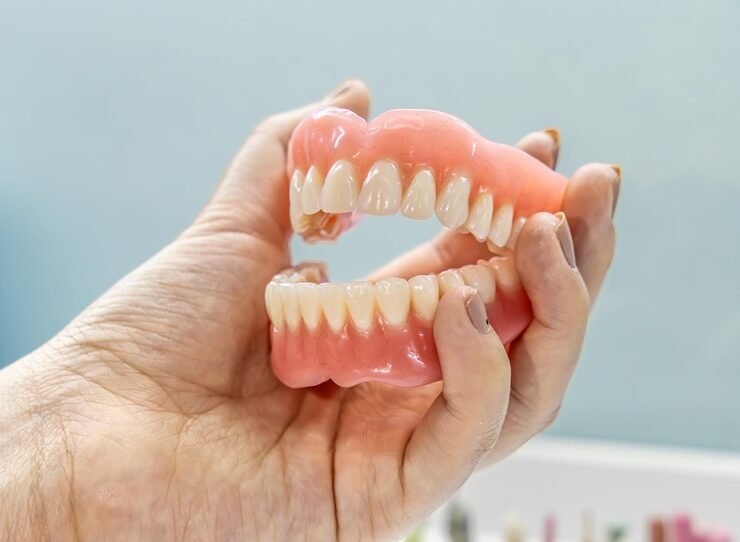Healthy pink gums and ideal dental care demonstration